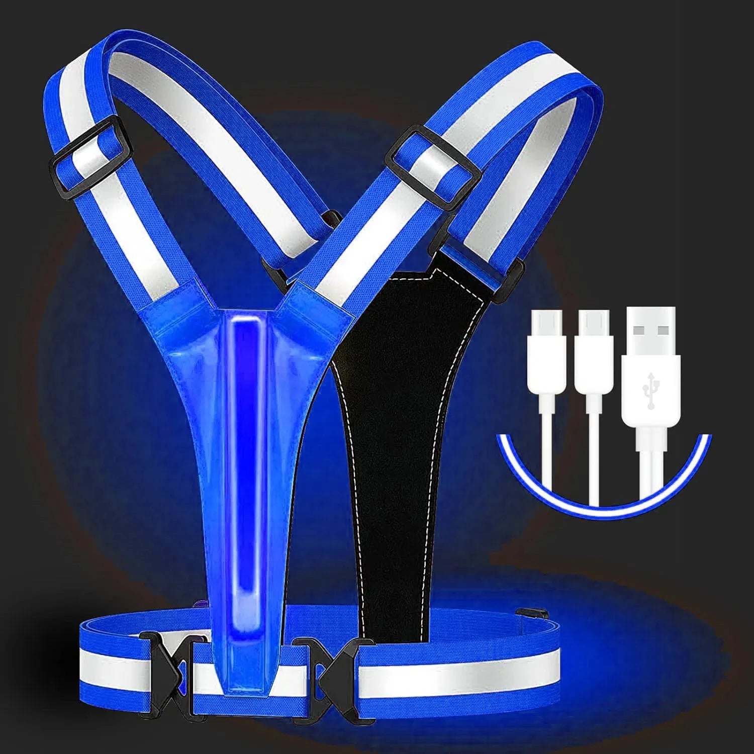 LED-reflekterende tanktopp for nattløping, høy elastisk utendørs sportsklær, sykkel- og løpeutstyr