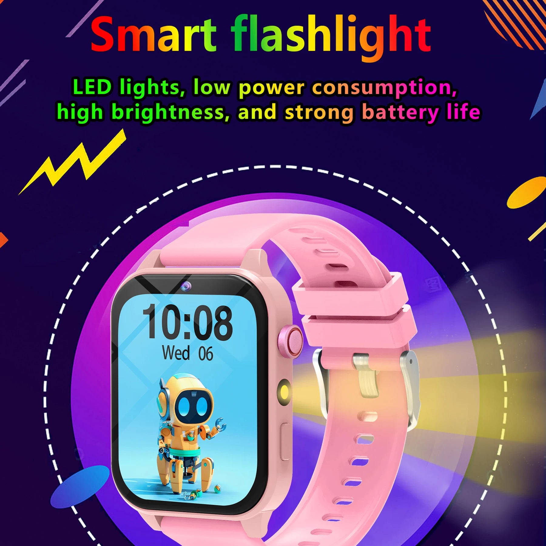 Montre connectée pour enfants, 18 jeux, étanche, lampe torche, télécommande, photographie, cadeau de vacances et d'anniversaire pour garçons et filles