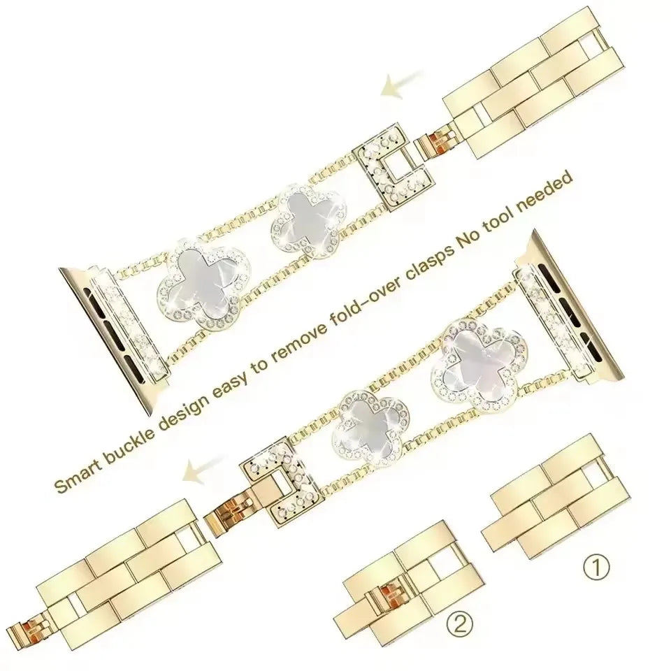 Diamantrem til Apple Watch-reimer 40 mm 42 mm 41 mm 38 mm 46 mm 44 mm 45 mm 49 mm metalllenke til iWatch Ultra 2-serien 10 8 9 se