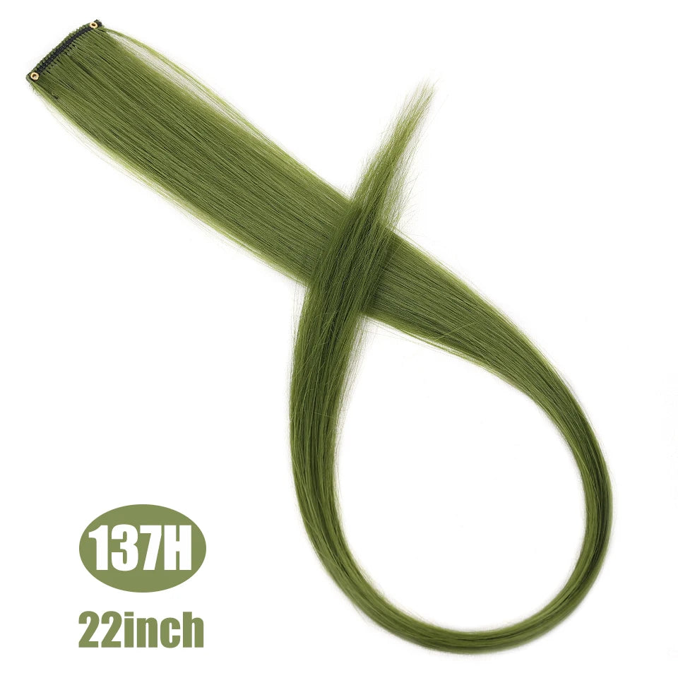 Extension capillaire synthétique Lupu, mèches arc-en-ciel, une seule pièce, épingle à cheveux, cheveux longs et raides, pour faux cheveux