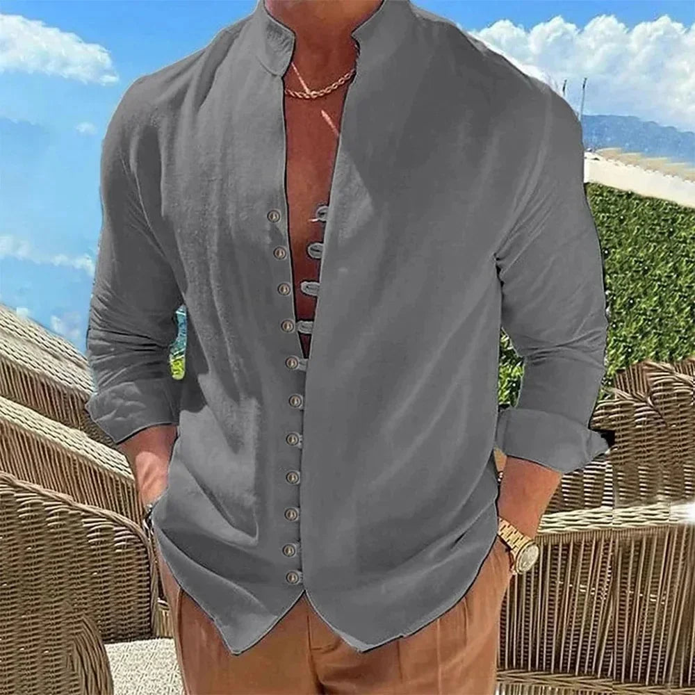 Camisas hawaianas para hombre, transpirables, de playa, con botones, de algodón y lino, ligeras, de estilo urbano, blusas de primavera y verano