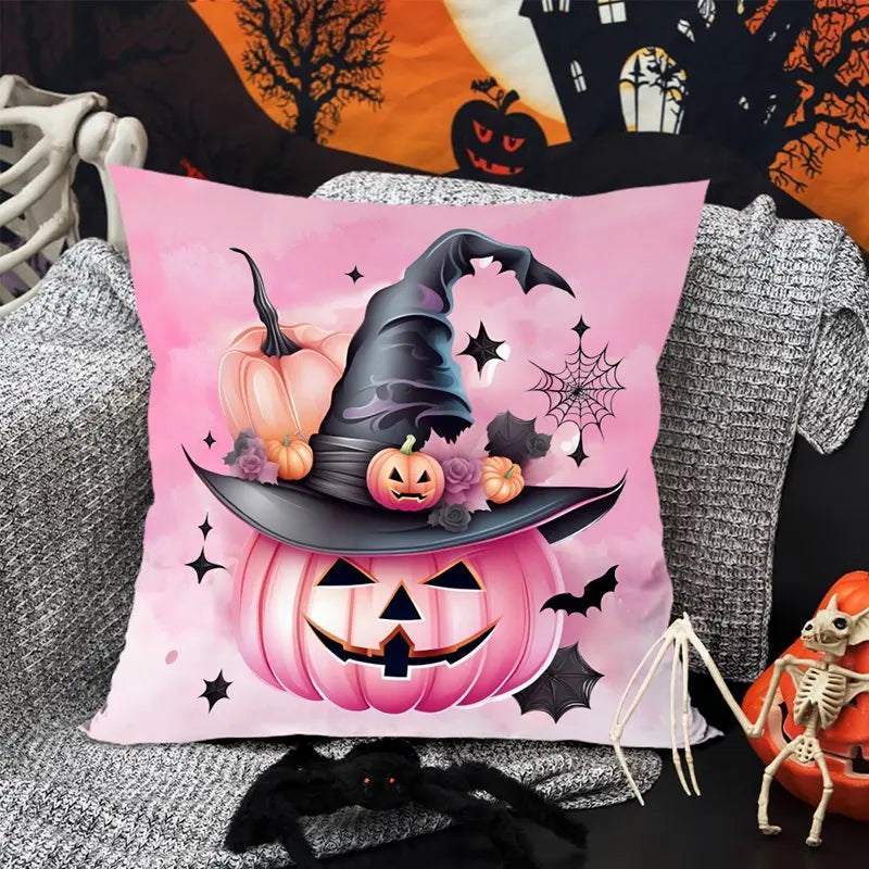 Funda de cojín de lino de Halloween, funda de almohada con temática de truco o trato, funda de almohada de calabaza y fantasma de dibujos animados, decoración para fiesta de Halloween 2025