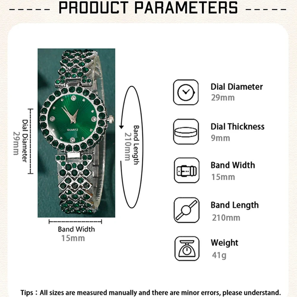 Montre et bijoux pour femme avec strass en forme de cœur – Élégant, intemporel et luxueux