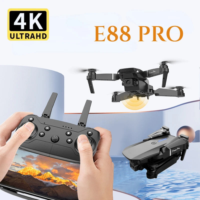 E88Pro RC Drone 4K Professinal With 3 Battery 1080P Wide Angle HD Camera Foldable Helicopter WIFI FPV Height Hold Gift Toy