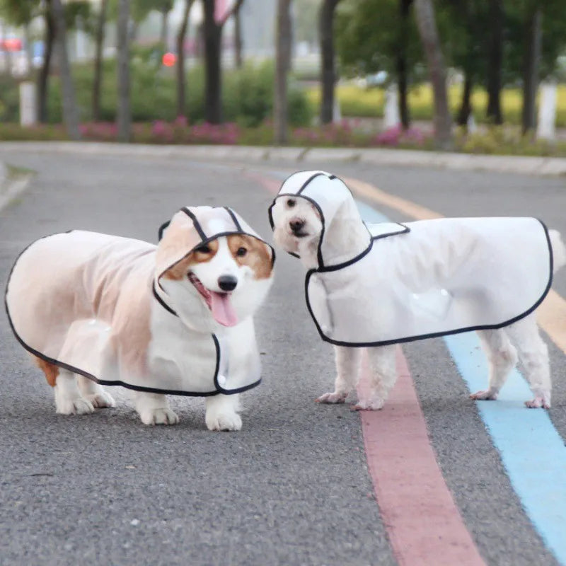 Waterproof Dog Raincoat For Small Dogs With Hood Transparent Pet Poncho For Corgi Outdoor Walking Rainy Day Gear For Puppies