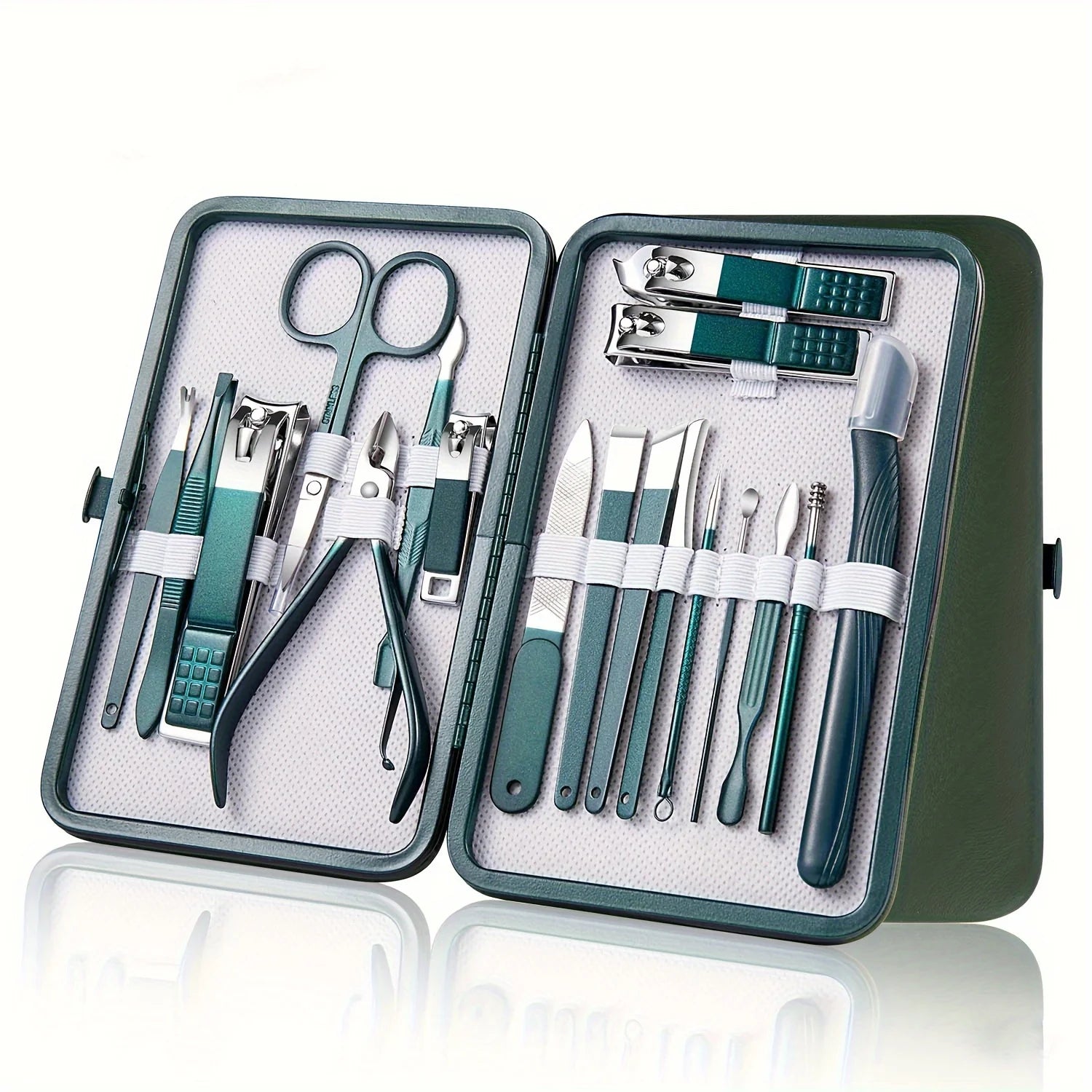 Kit profesional de 7/10/12/18 piezas para el cuidado de uñas, set de manicura y pedicura de acero inoxidable, set de cortauñas con estuche de viaje