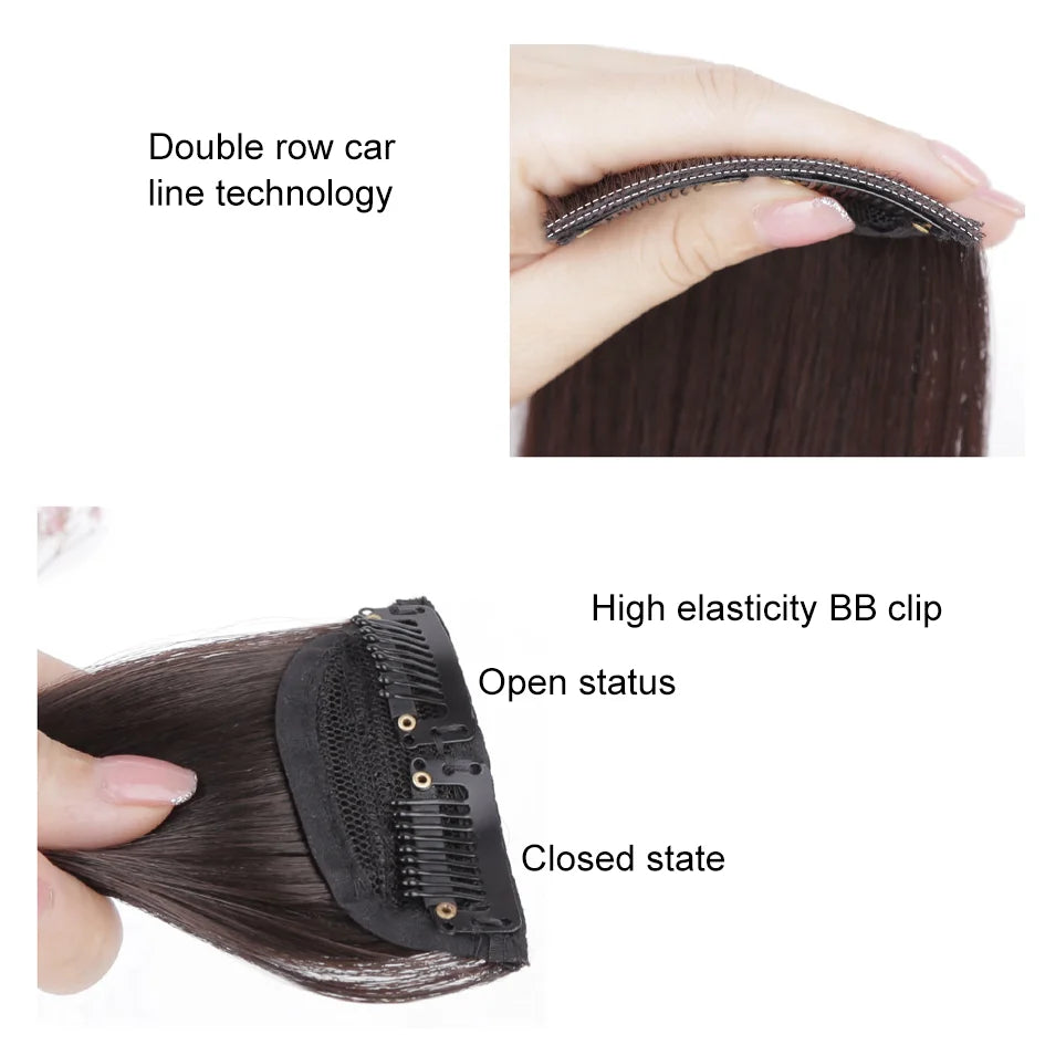 Extensiones de pelo sintético de 2 piezas/juego, extensiones de pelo, aberturas y piezas de repuesto para la parte superior, artefacto de reemplazo