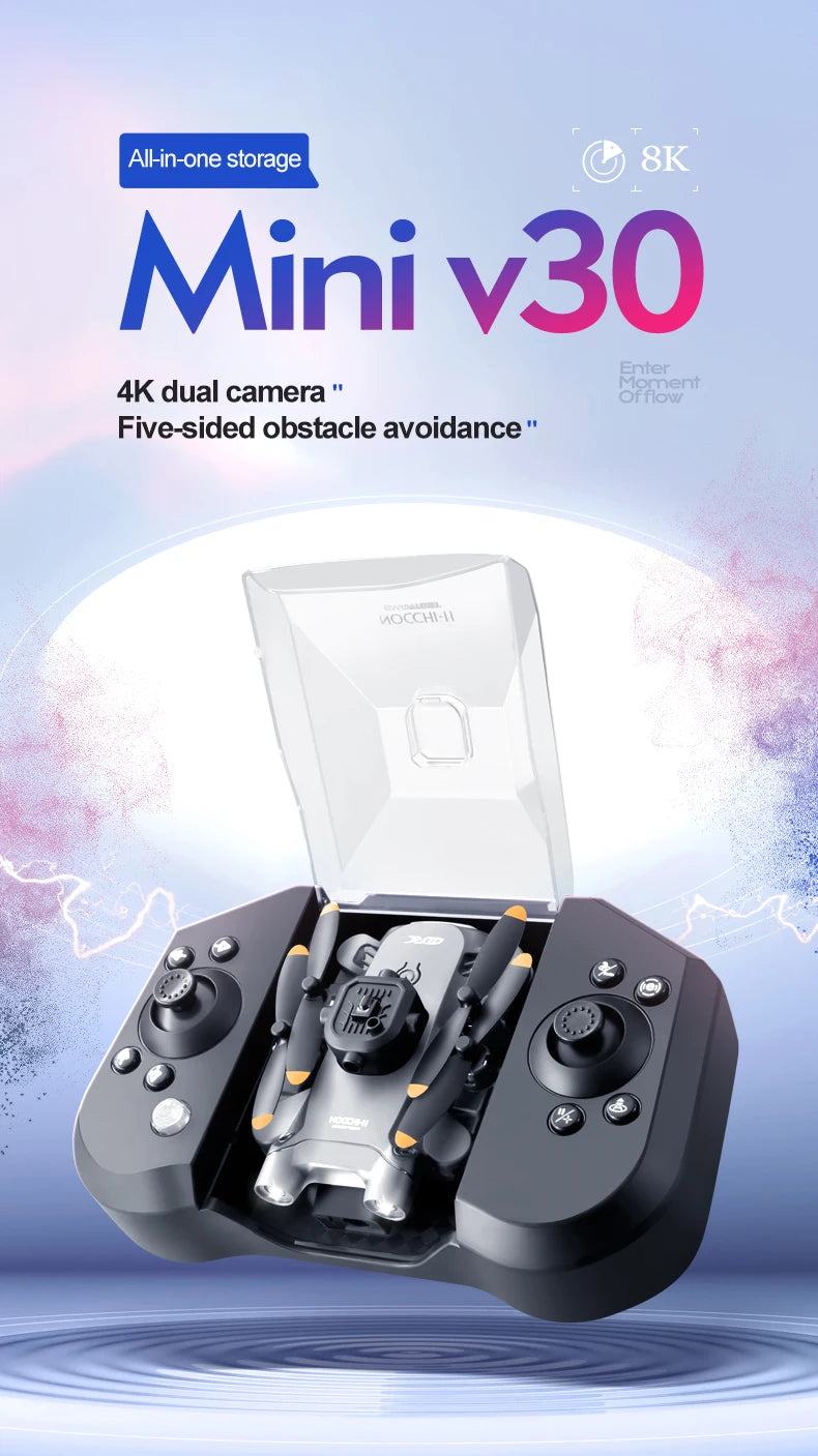 Mini drone 4DRC V30 4K HD double caméra WIFI FPV, drone professionnel à cinq côtés pour éviter les obstacles, hélicoptère RC, jouet cadeau