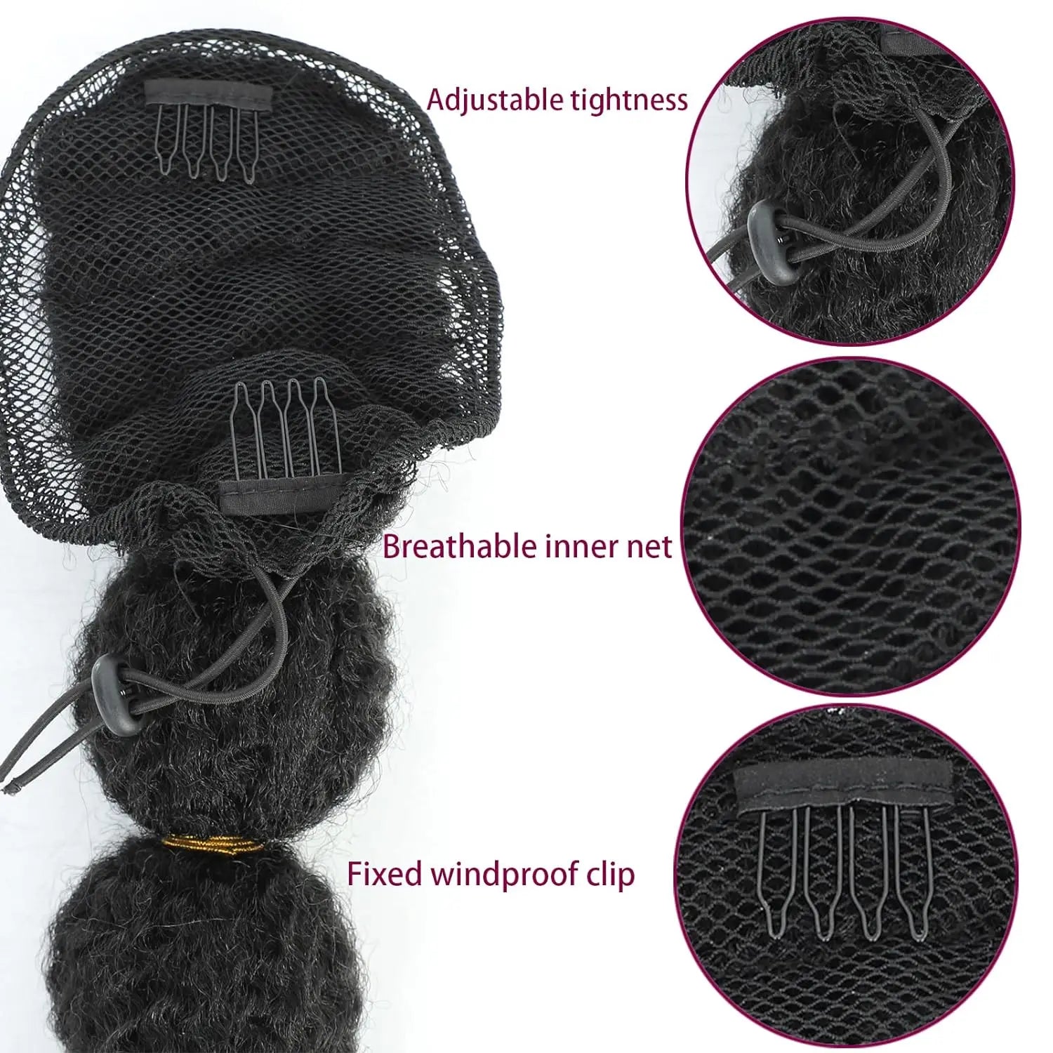 Kinky Afro Bubble Ponytail Extension for Women 18-28 Inch Long Drawstring Ponytail Natural Black Clip on Ponytails Synthetic