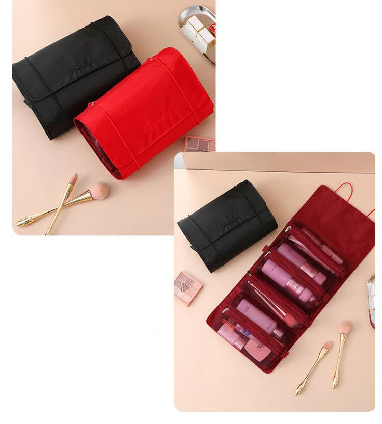 Bolsas de maquillaje desmontables, 4 piezas en 1, neceser portátil de viaje plegable y separable, organizador de almacenamiento de artículos de tocador, bolsa de maquillaje nueva
