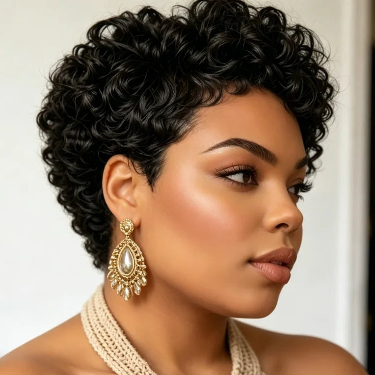 Curly Pixie Human Hair Wig