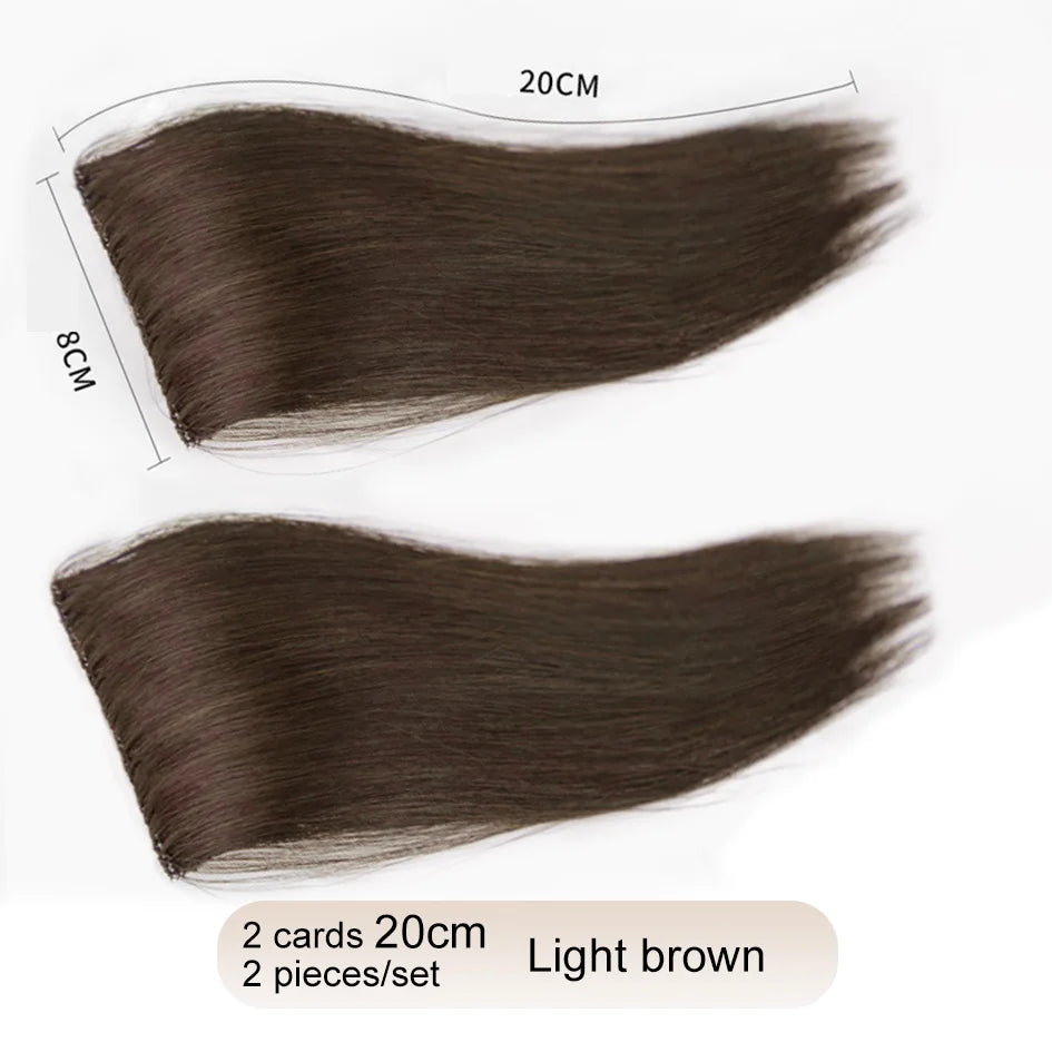 Extensiones de pelo sintético de 2 piezas/juego, extensiones de pelo, aberturas y piezas de repuesto para la parte superior, artefacto de reemplazo