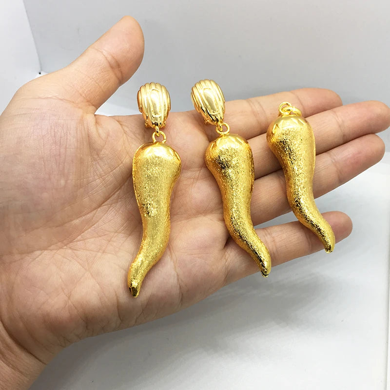 Juego de joyas brasileñas para mujer, pendientes de chile, colgante, Dubái, Nigeria, África, chapado en oro de 24 quilates, conjunto de joyas nupciales para boda