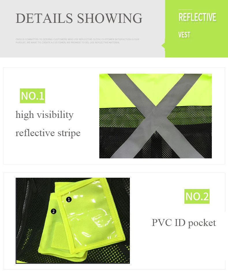 Arbeidsvest med multifunksjonelle lommer Arbeidsvest for menn Konstruksjon Byggearbeid Vester