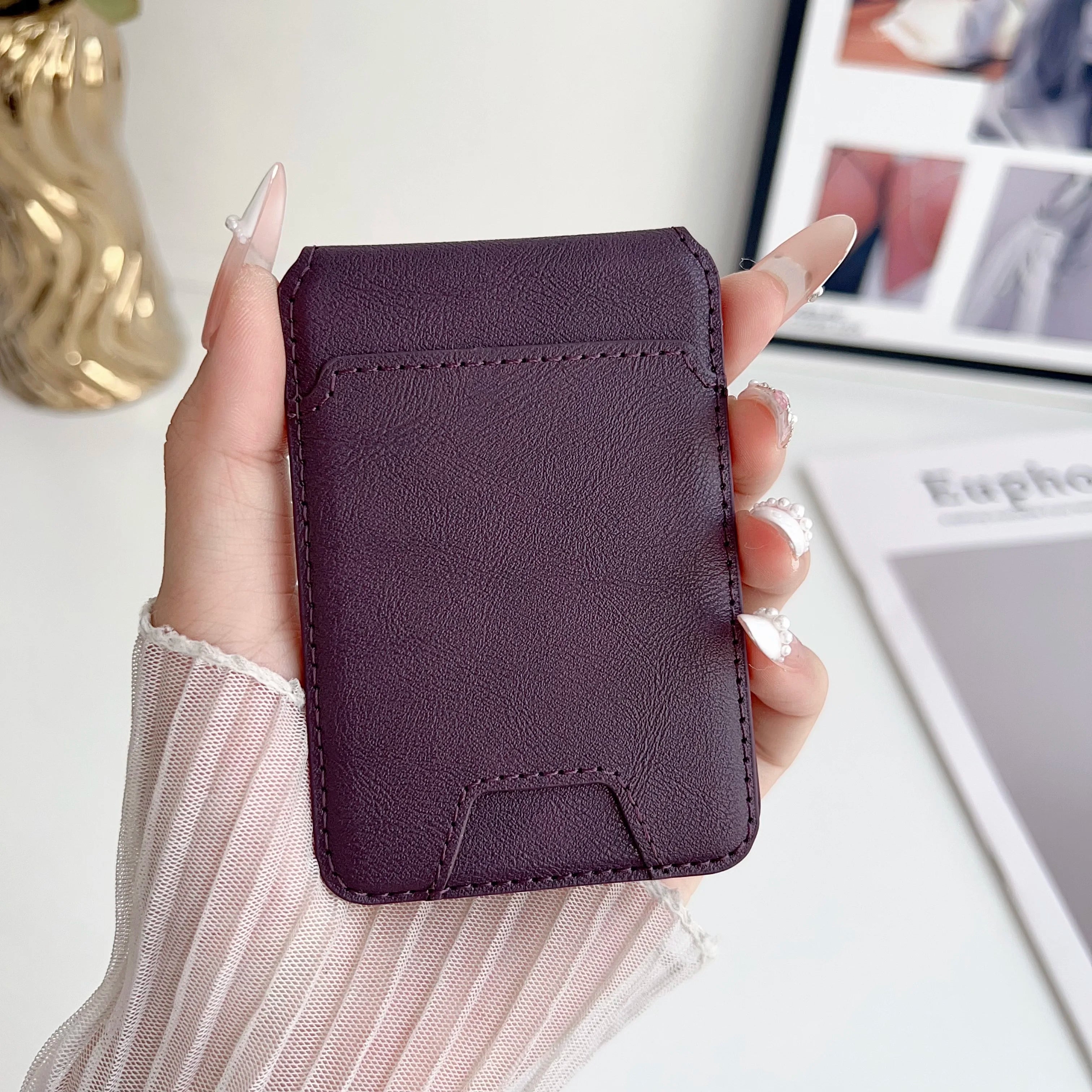 For Magsafe Magnetic Pu Leather Wallet Stand Credit Card Holder for Iphone 16 15 14 13 12 Pro Max Card Holder Phone Bag Cover