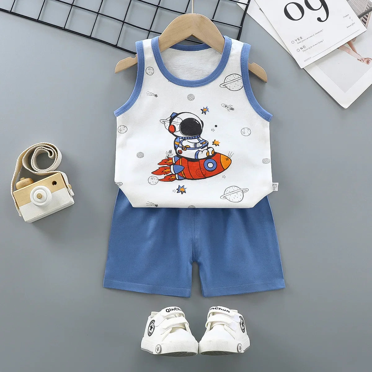 Conjuntos de ropa para niños y niñas, chaleco, traje de verano, ropa infantil, camisetas de algodón para bebés, pantalones cortos, camiseta sin mangas