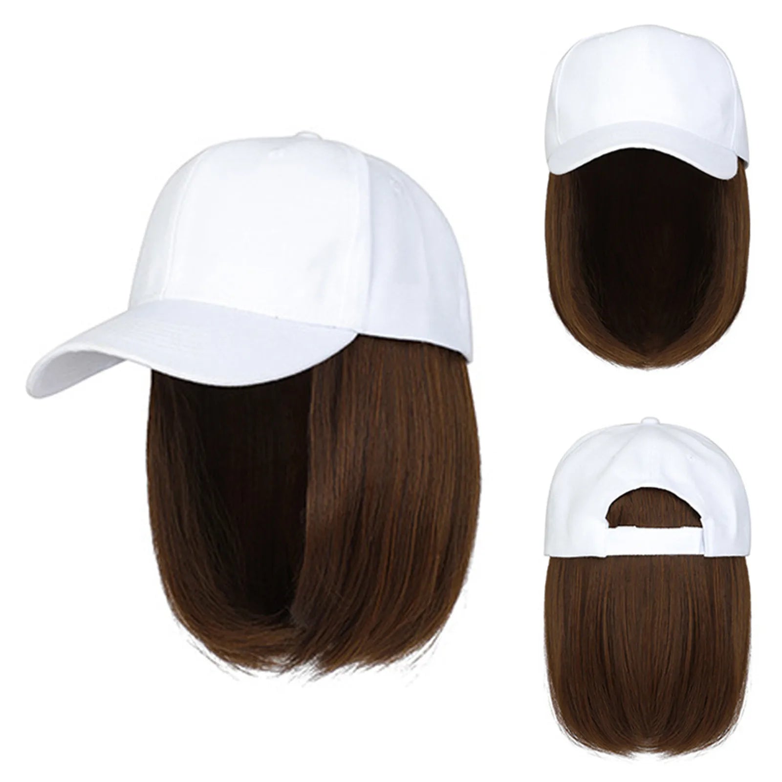 Peluca de gorra de béisbol sintética