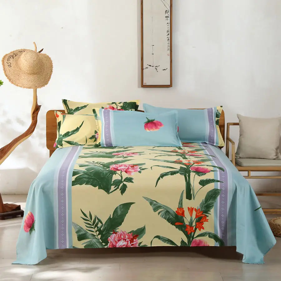1 Sábana Bajera Textil Hogar Moderna Poliéster Algodón Sábanas Planas Ropa de Cama Tamaño Individual Queen King (Sin Fundas de Almohada)