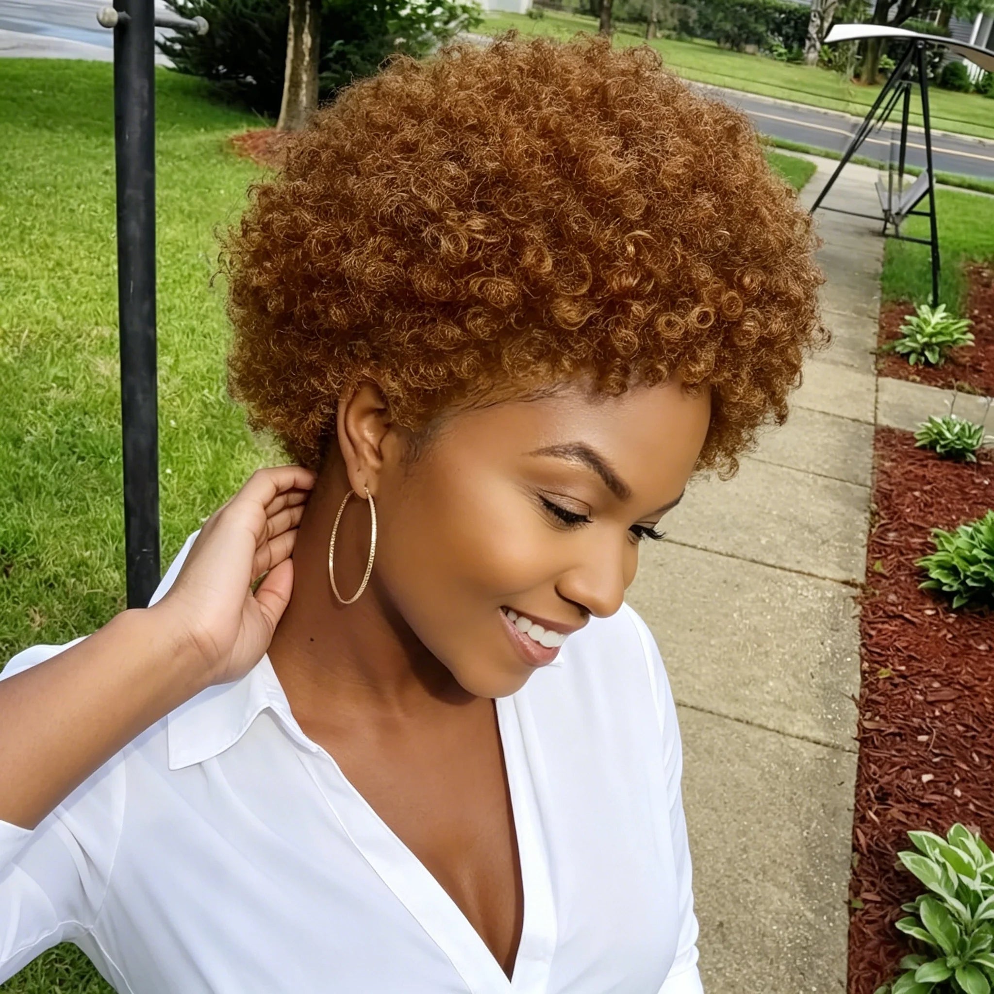 Brazilian Short Afro Human Hair Wig With Tiny Coil Curls Soft Wig Cap For Women Daily Full Machine Made Wigs
