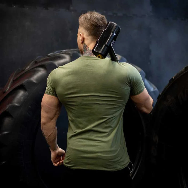 Ropa de gimnasio para hombre, camiseta de manga corta de algodón deportivo, para correr, entrenamiento, ajustada, estampada, sudadera, camisetas casuales