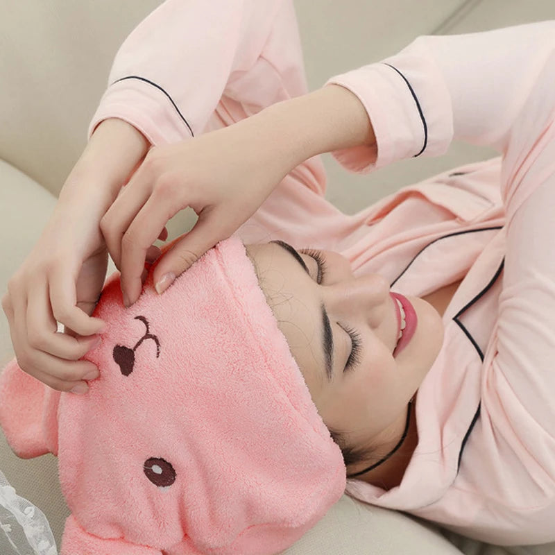 Gorro de pelo seco para mujer, de secado rápido, absorbente, de microfibra gruesa, toalla para la cabeza, gorro de ducha coreano bonito con oso bordado