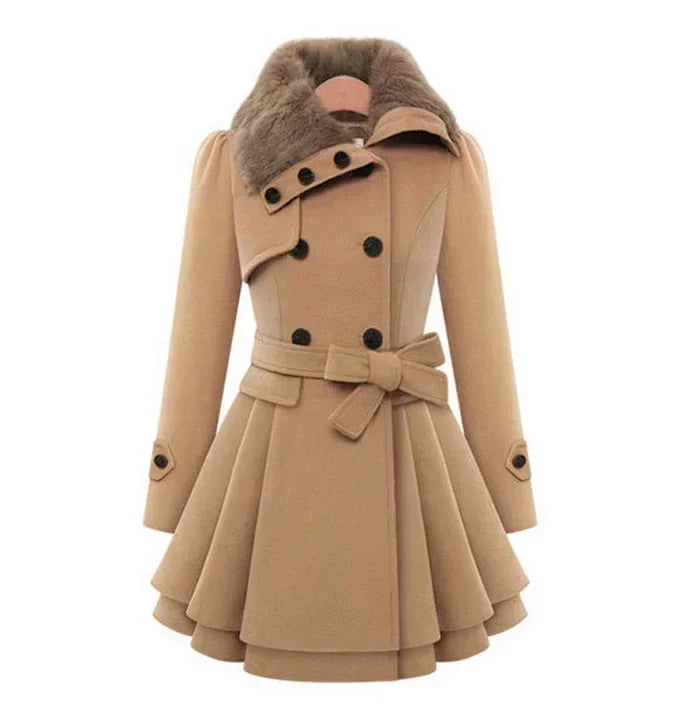 Belted Double-Breasted Fleece Coat