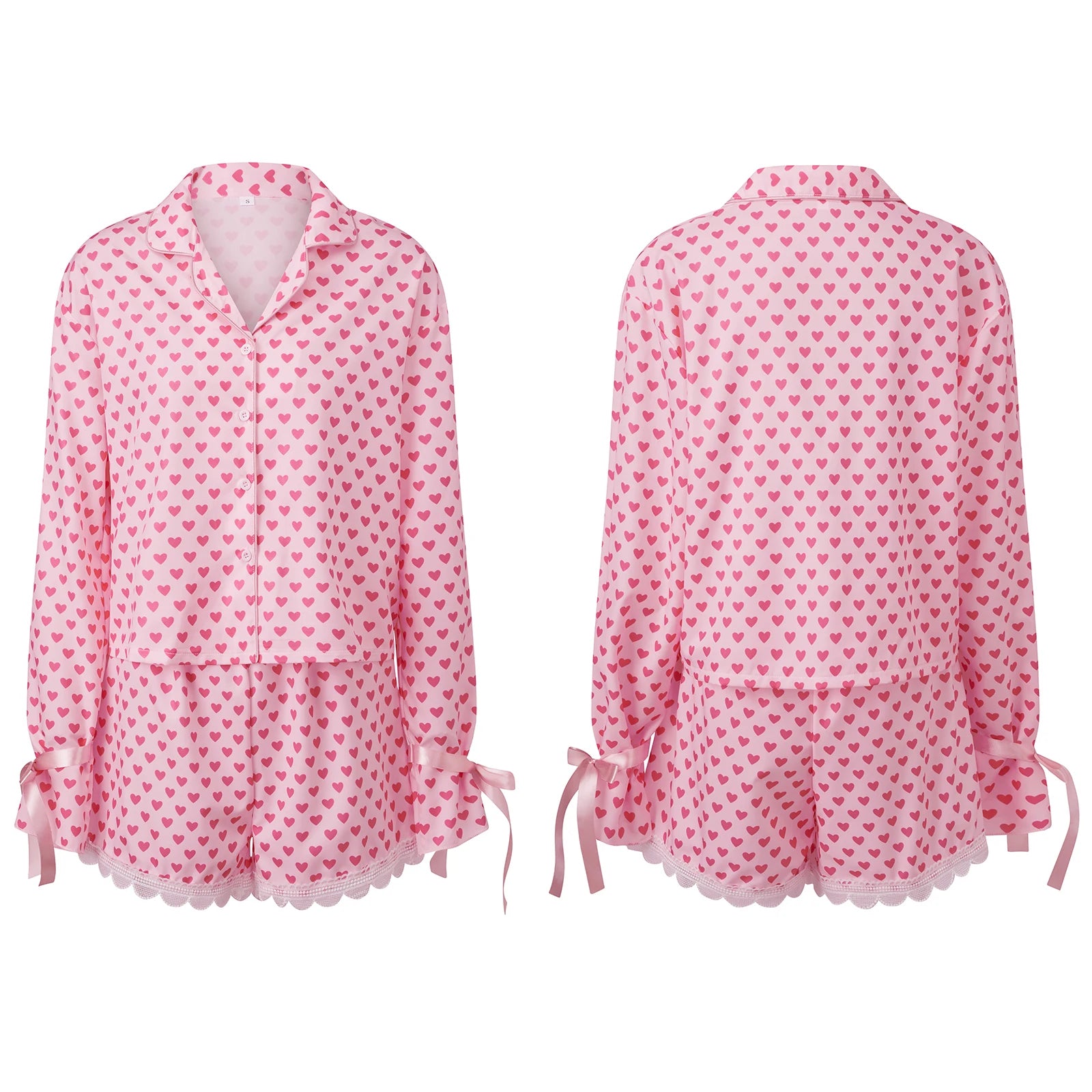 Conjunto de pijama con estampado de corazones