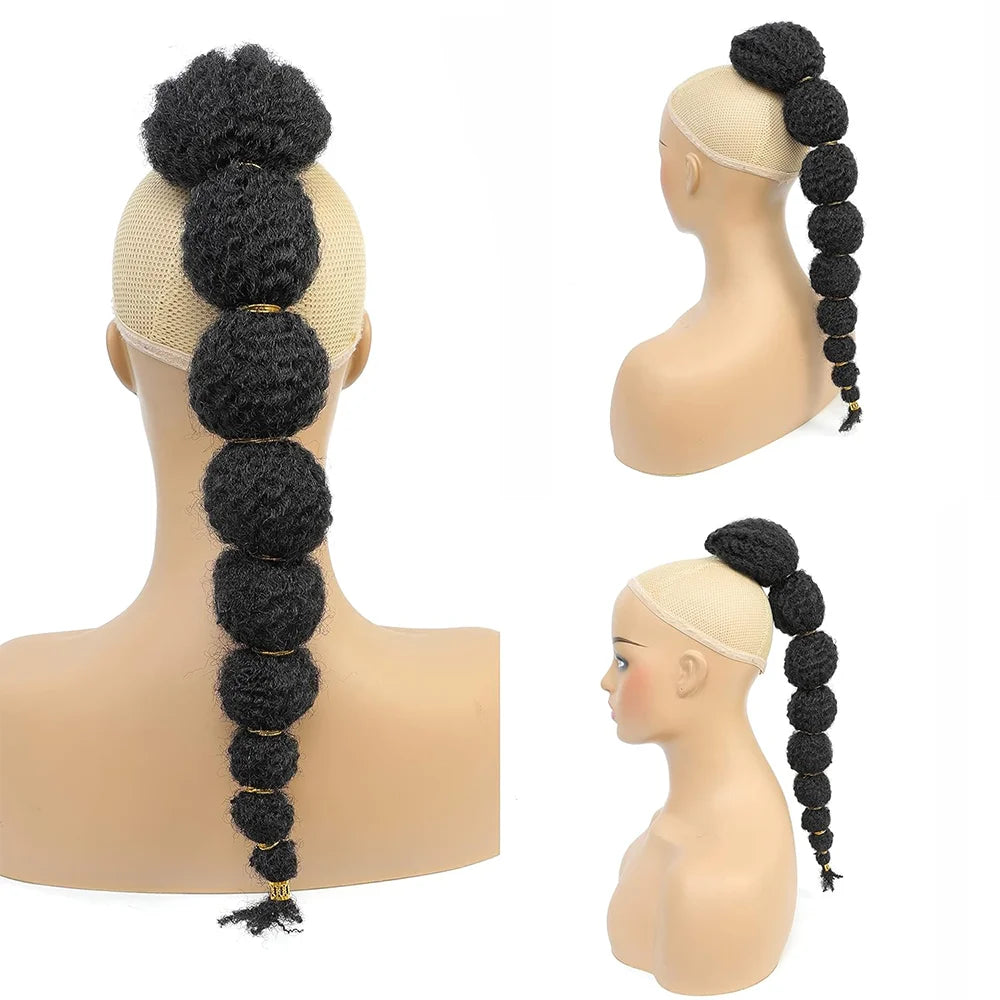 Queue de cheval bouclée afro en extension pour femmes noires, 18/24 pouces de long, bulle lanterne, à cordon de serrage, fausse couette, postiche synthétique
