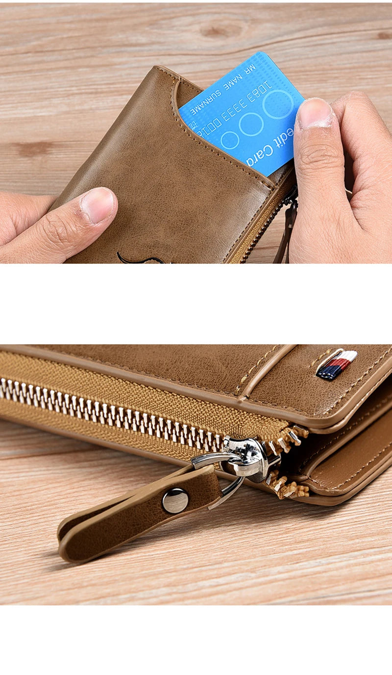 Cartera de Hombre Piel Tarjetero de Negocios Cartera con Cremallera Lujosas Carteras para Hombre Protección RFID Monederos Cartera Masculina de Lujo