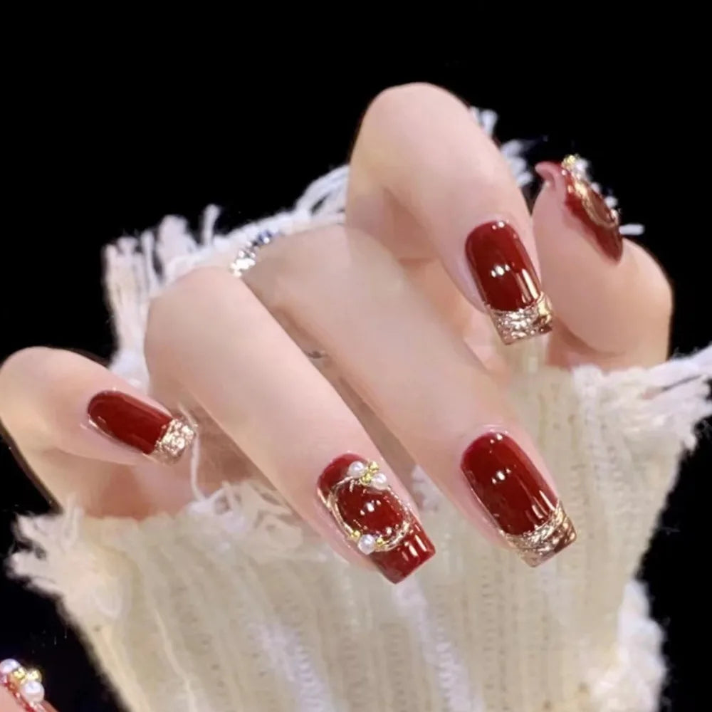 24 stk. Gradient Falske Negler Fransk Ballerina Negler Vanntett Falske Medium Kiste Falske Negler Fingernegler Press-on Negler Tips