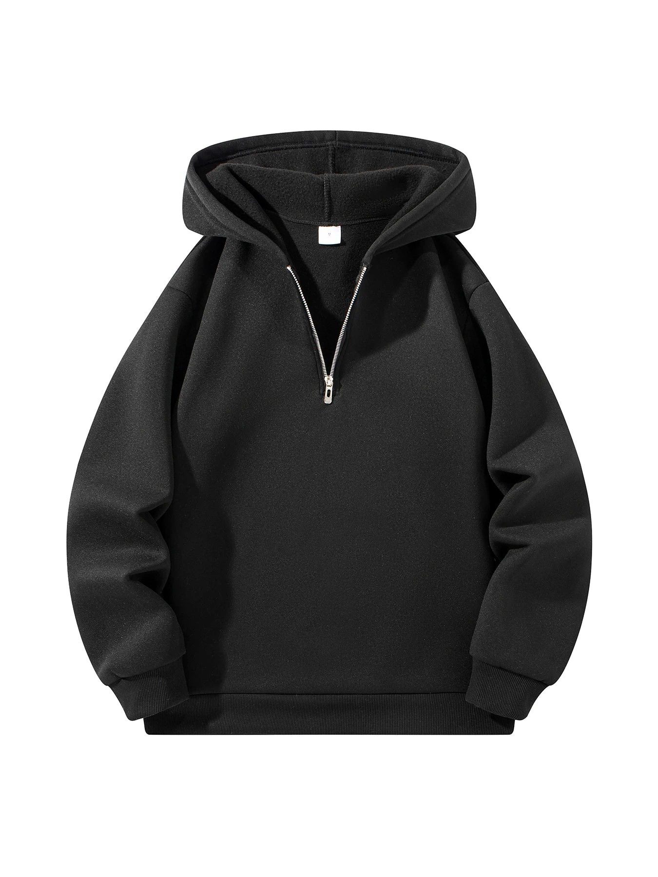 Sudadera casual para hombre con capucha, manga larga, cuello alto, media cremallera, jersey liso, sudadera de otoño para exteriores y ropa de calle para hombre