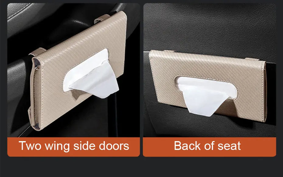 SEAMETAL Parasol de coche con dispensador de pañuelos, caja de pañuelos universal para interior de coche, bolsa de almacenamiento de toallas de papel de fibra de carbono, cajas de pañuelos para parasol
