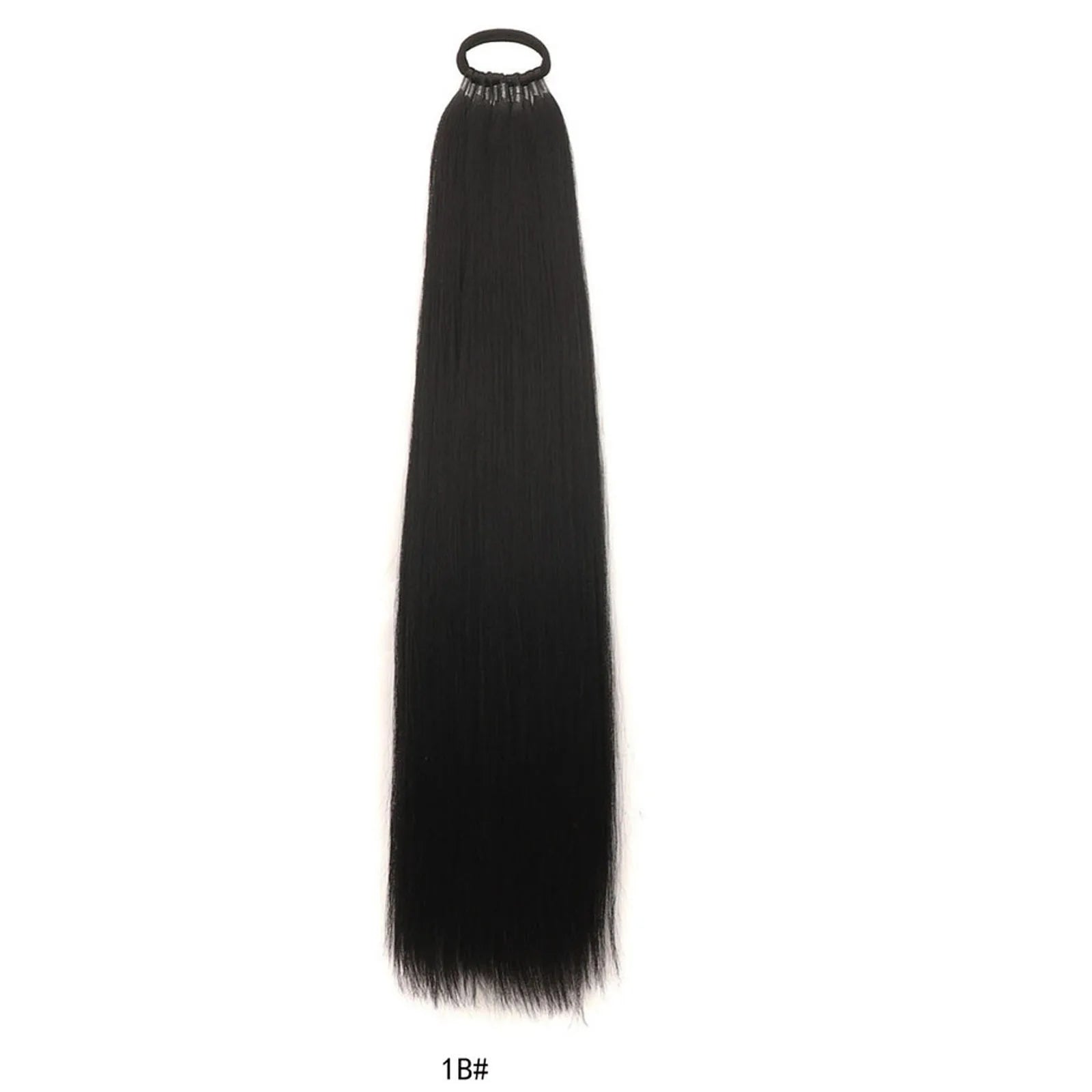 Synthetic Ponytail Hair Extension Long Yaki Straight Hair Ponytails With Ring Black Afro Fluffy Woman's Haipieces