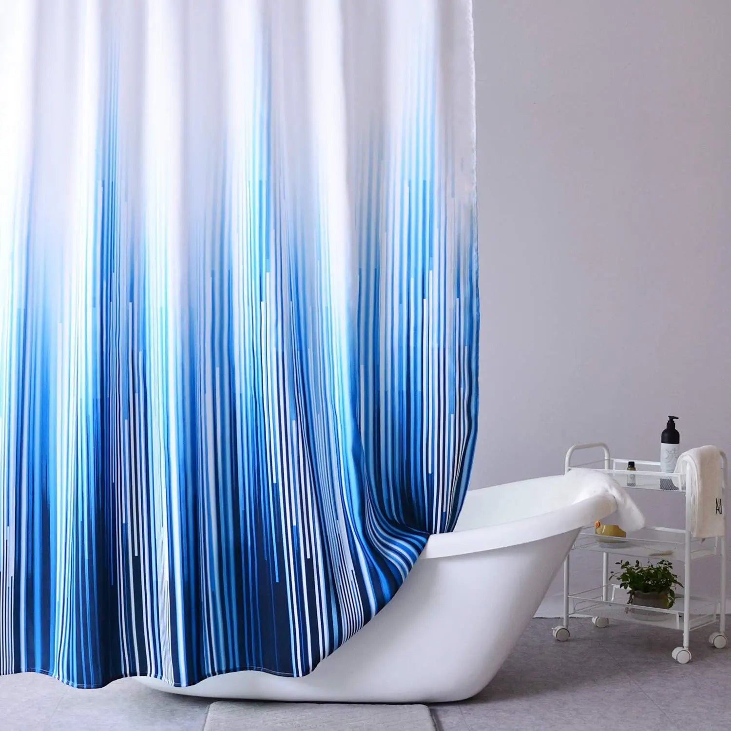 Shower Curtain TextileMildew Resistant and Water-Repellent with 12White Shower Curtain Rings