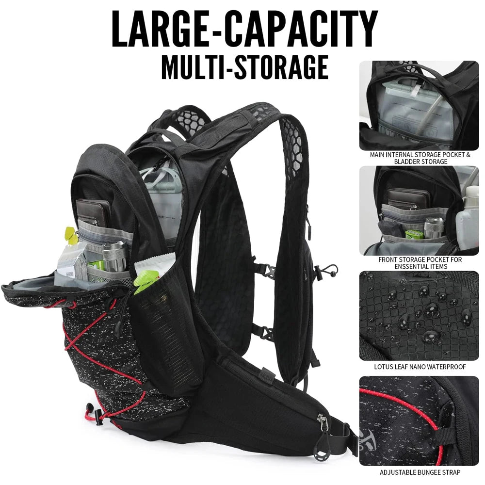 Mochila de Senderismo Ligera para Hombre y Mujer, Mochila de Viaje para Acampar al Aire Libre con Sistema de Hidratación, Equipo para Ciclismo y Correr