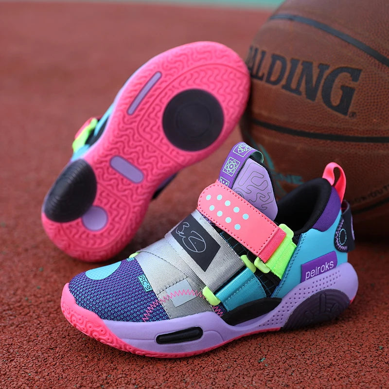 Chaussures de basket-ball pour enfants, baskets de sport antidérapantes, légères et respirantes, pour garçons et filles
