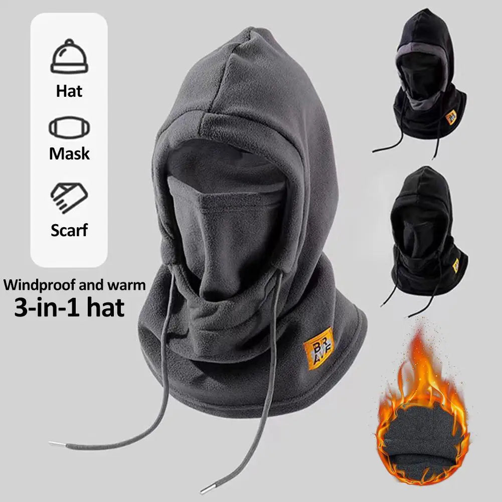 Unisex Winter Hooded Mask Windproof Fleece Face Cover with Neck Protection All-in-One Cold Weather Balaclava for Men Women