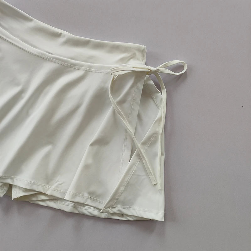 Falda de yoga deportiva, falda pantalón de bádminton y tenis, falda de secado rápido de medio cuerpo con bolsillo, falda pantalón con abertura lateral y tirantes para exteriores