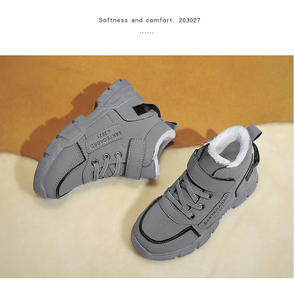 Winter Snow Boots For Children rend Fashion Plush Cotton Shoes Thick Warm Teenager Faux Fur Boots For Kids