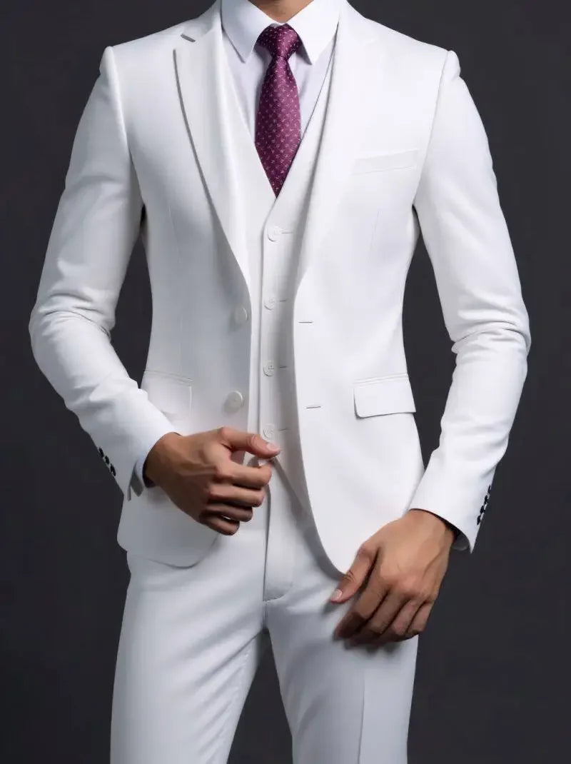 Traje (blazer + chaleco + pantalón) de hombre, elegante, de negocios, estilo británico, color liso, para banquete, anfitrión o boda, informal