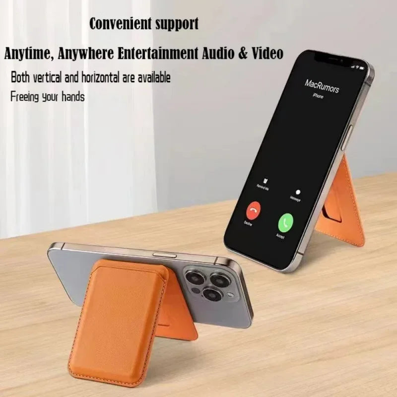 MagSafe Magnetic Leather Wallet Case – Card Holder & Hidden Stand for iPhone
