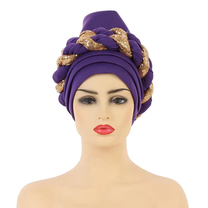 Sequin Braid African Turban