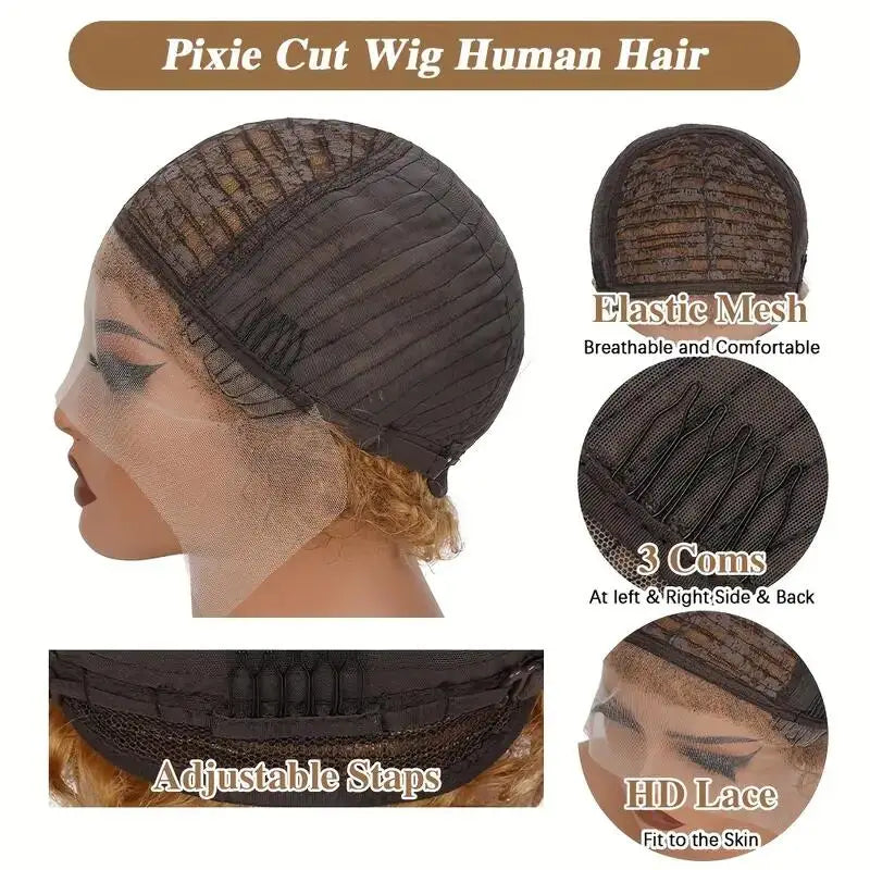 Honey Blonde Lace Pixie Wig