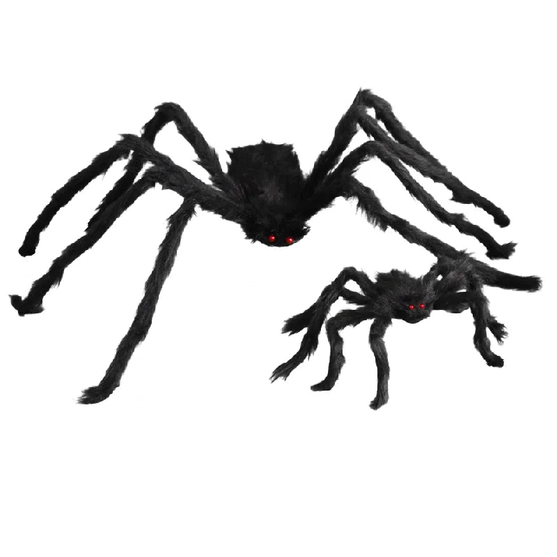 Araña Grande de Peluche de Halloween, Decoración de Halloween de Terror, Accesorio de Fiesta, Decoración Gigante de Araña para Exteriores de 30-200cm, Broma de Cámara, Araña Negra