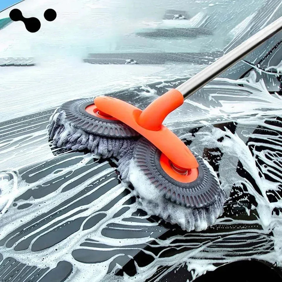 NEW Car Washer Mop Foam Wash Chenille Brush Double Brush Head Roof Window Cleaning Maintenance Three-Section Telescopic Mop