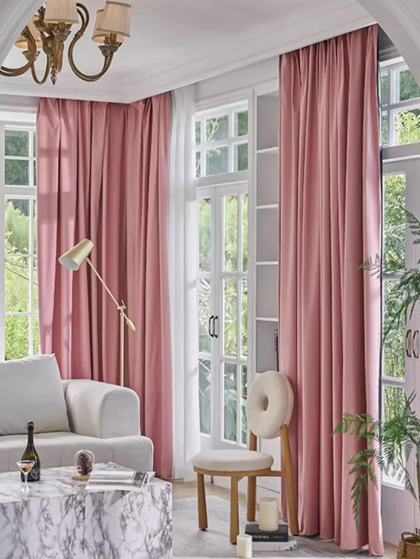 Uv Insulation Noise Reduction Curtain Full Blackout Curtain Pure Color Simple American Living Room Bedroom