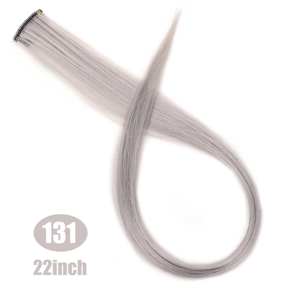 Extension capillaire synthétique Lupu, mèches arc-en-ciel, une seule pièce, épingle à cheveux, cheveux longs et raides, pour faux cheveux