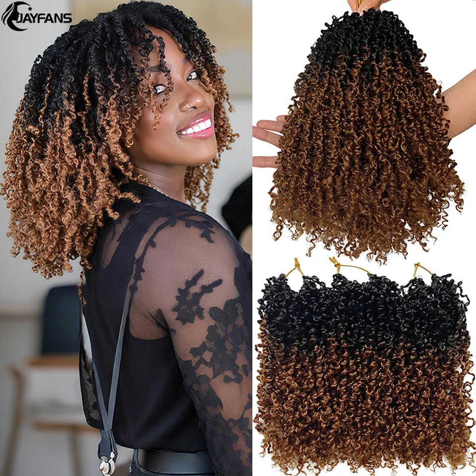 Jayfans 12 8 pulgadas Cabello de ganchillo Yanky Twist preenrollado Bohemian Passion Twist Spring Mini Twist Crochet Hair para mujeres y niñas negras