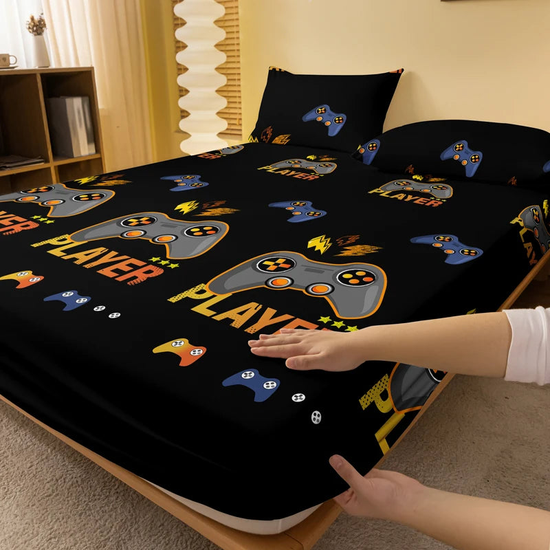 1 Simple modern printed matte Fitted Sheet, bedroom printed bed cover, bedding (excluding pillowcases)