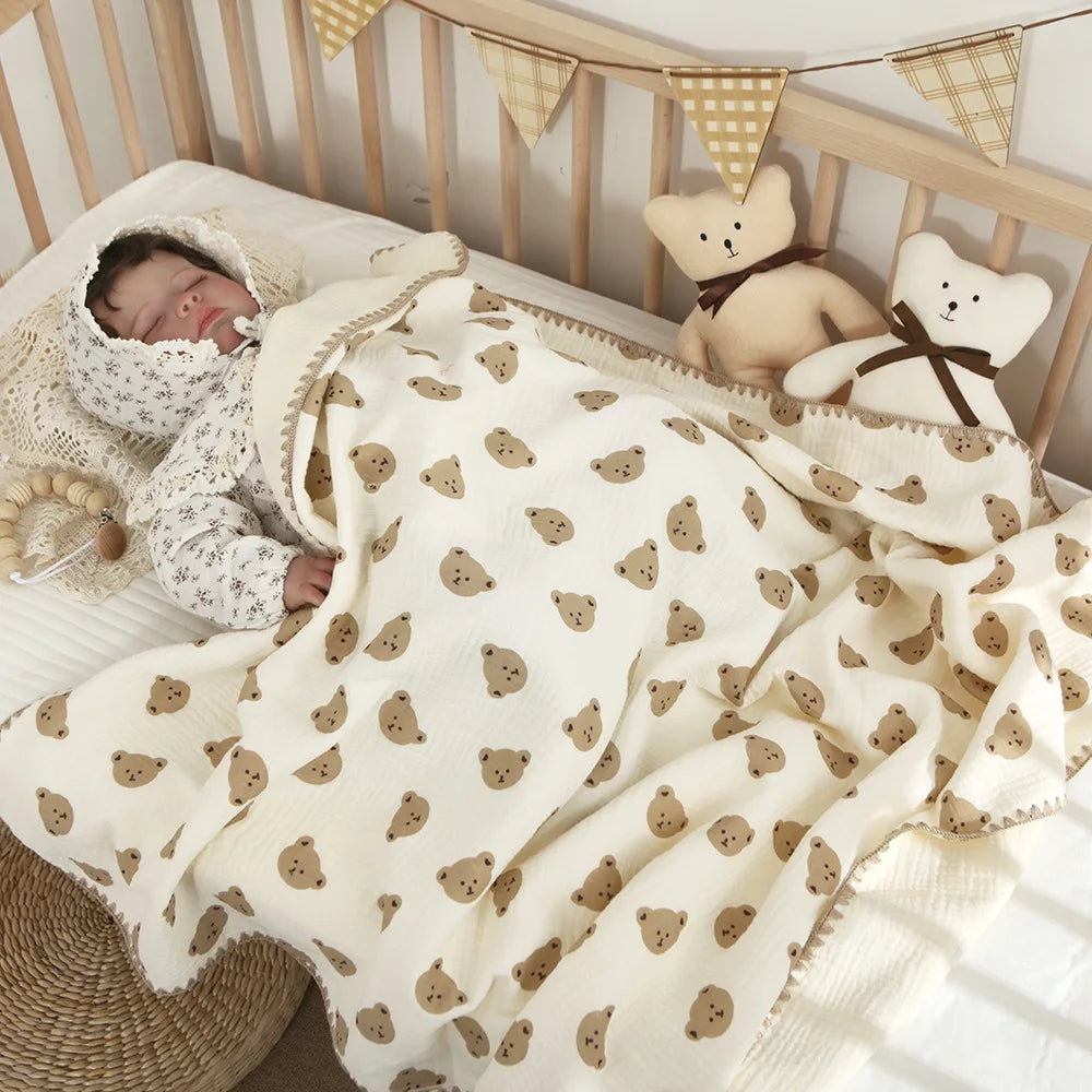 Mantas de bebé para camas, 4 capas de algodón, muselina, ropa de cama, accesorios para bebés, toalla de baño para recién nacidos, madres e hijos